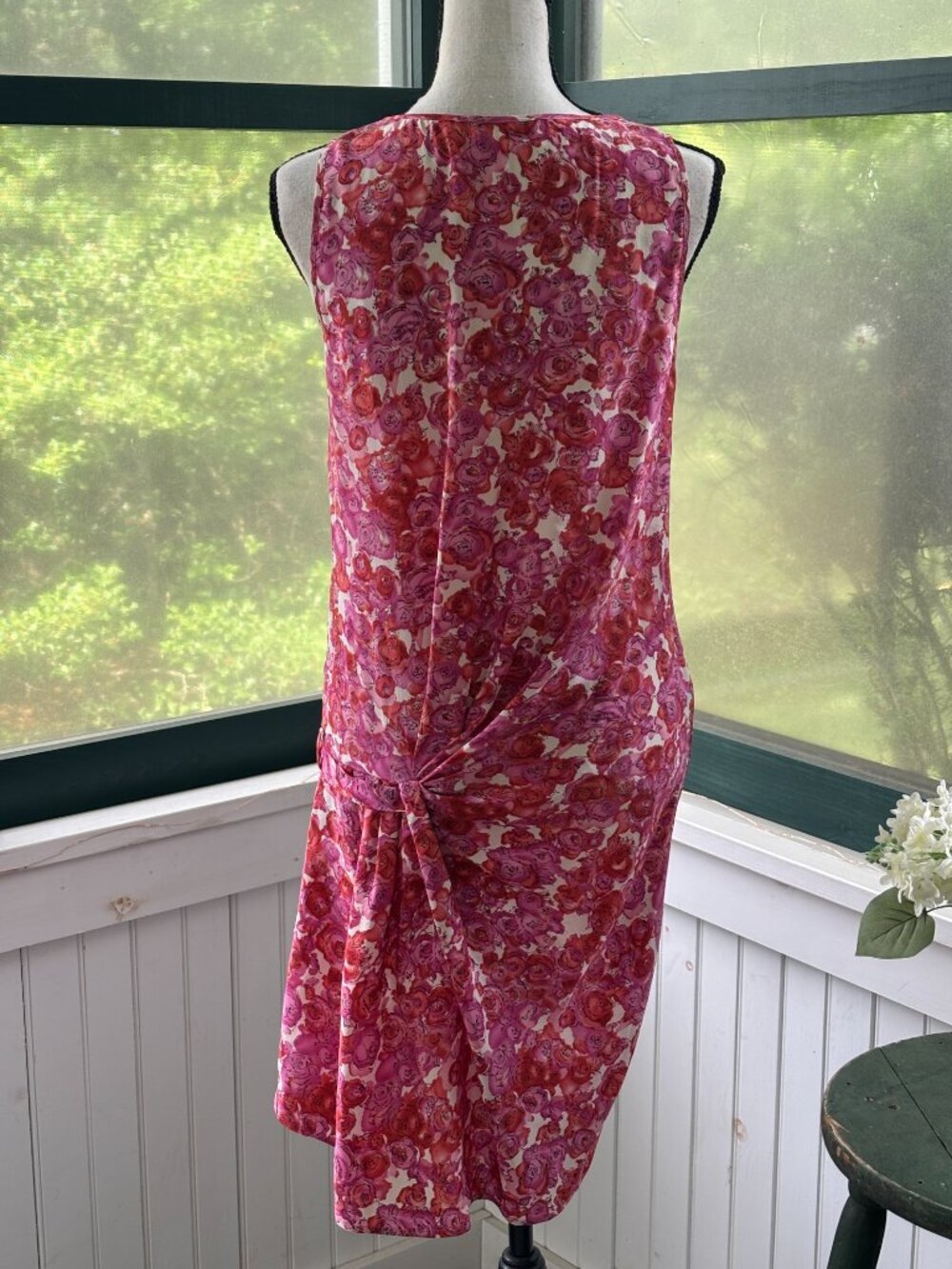 Thakoon Addition Silk Floral Draped Mini Dress | Pink & Red | Size 4 | Like New - Picture 3 of 7
